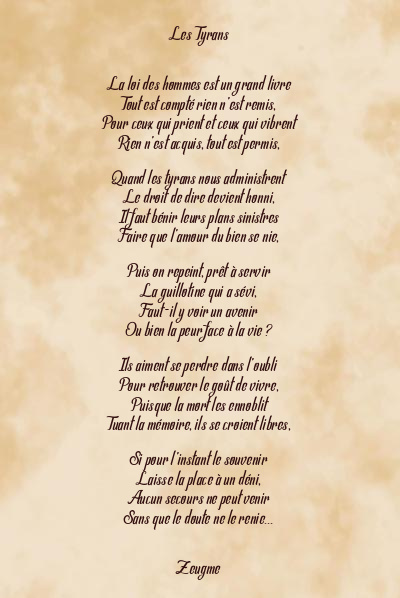 Le poème en image: Les Tyrans