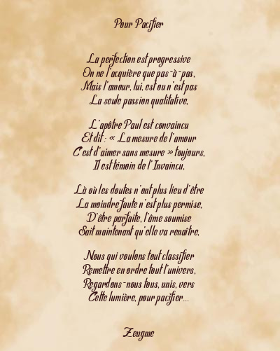 Le poème en image: Pour Pacifier