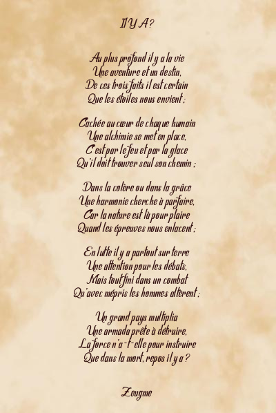 Le poème en image: Il Y A ?
