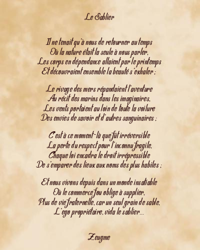 Le poème en image: Le Sablier
