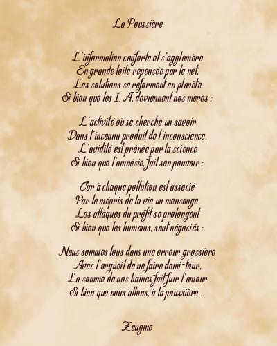 Le poème en image: La Poussière