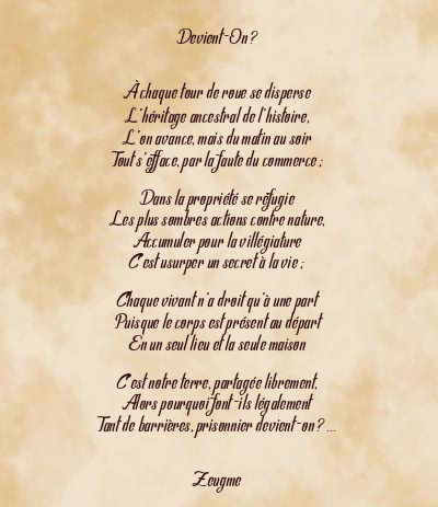 Le poème en image: Devient-On ?