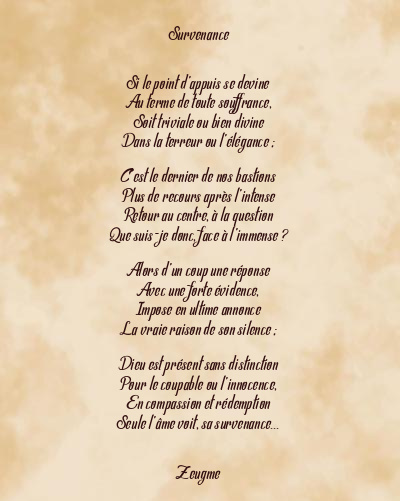 Le poème en image: Survenance