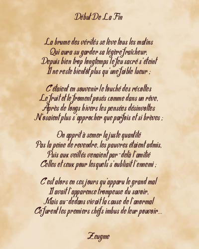 Le poème en image: Début De La Fin