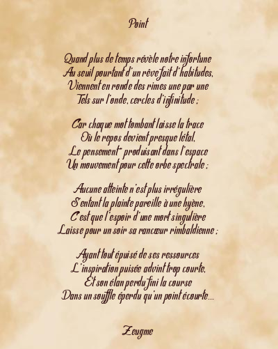 Le poème en image: Point