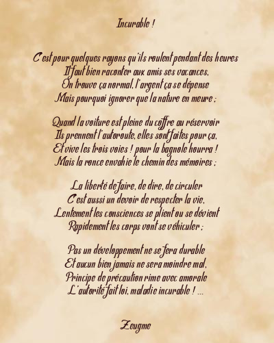 Le poème en image: Incurable !