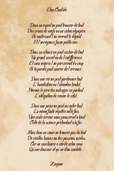 Le poème en image: Élan Candide