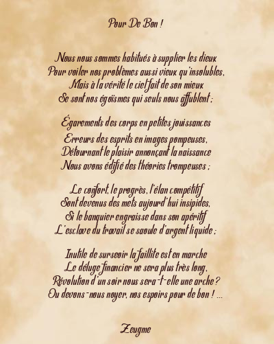 Le poème en image: Pour De Bon !