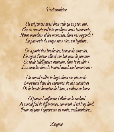 Le poème en image: Vestimentaire