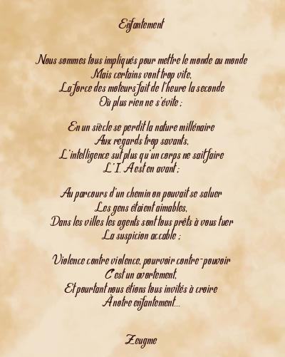 Le poème en image: Enfantement