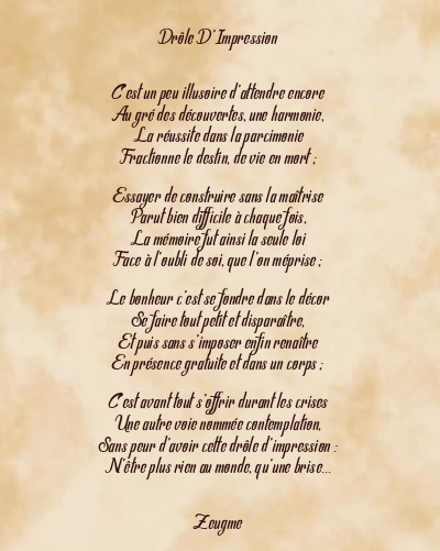 Le poème en image: Drôle D’impression