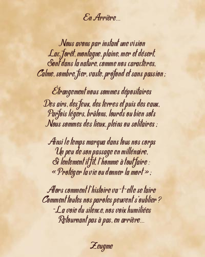 Le poème en image: En Arrière…