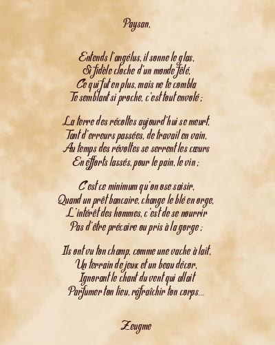 Le poème en image: Paysan,
