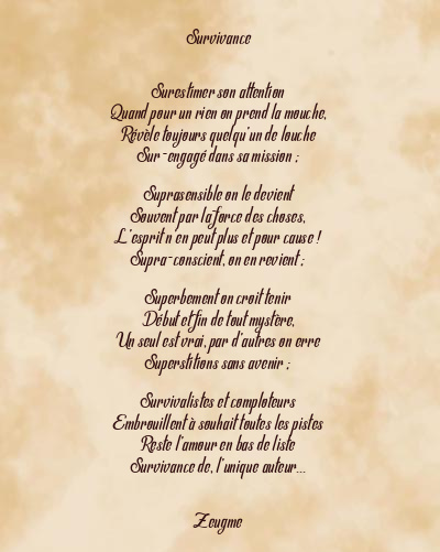 Le poème en image: Survivance