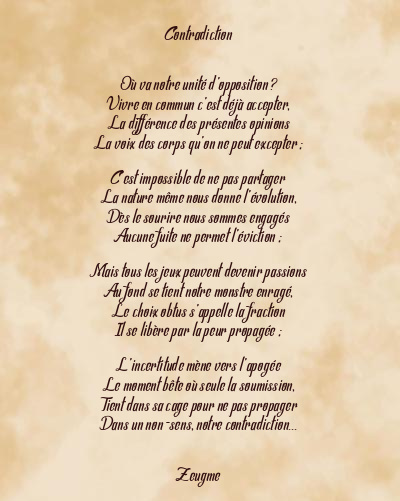 Le poème en image: Contradiction