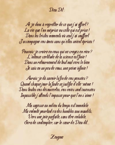Le poème en image: Dieu Dit :