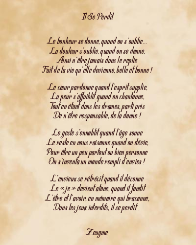 Le poème en image: Il Se Perdit