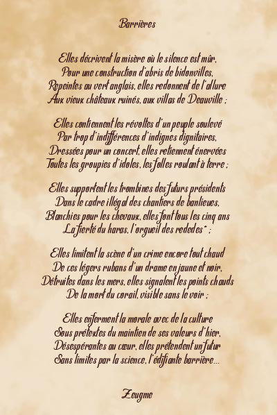 Le poème en image: Barrières