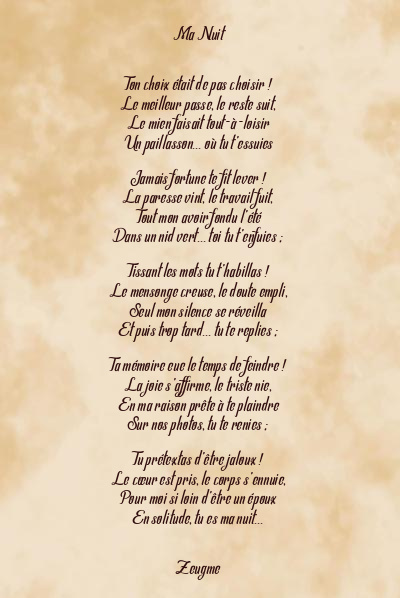 Le poème en image: Ma Nuit