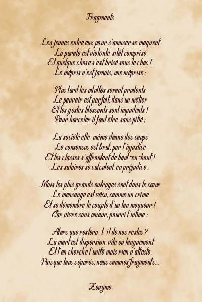 Le poème en image: Fragments