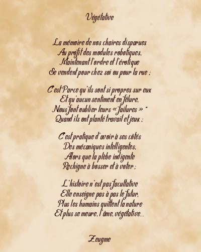 Le poème en image: Végétative