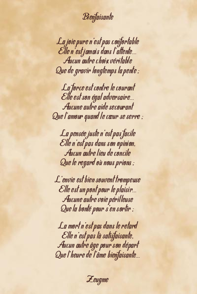 Le poème en image: Bienfaisante