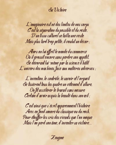 Le poème en image: Sa Victoire