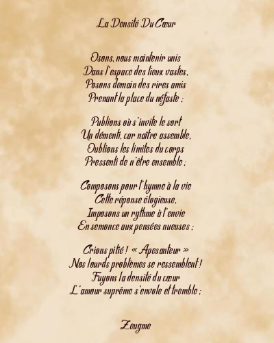 Le poème en image: La Densité Du Cœur