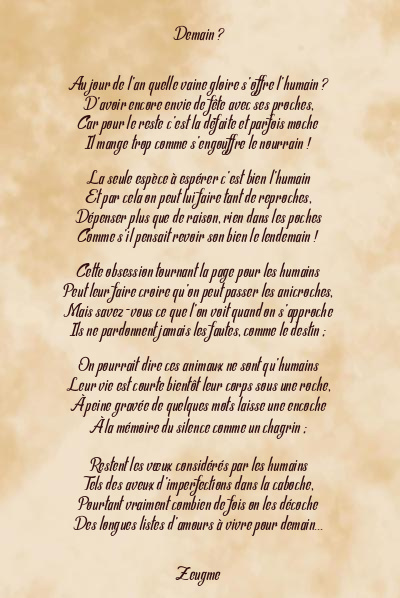 Le poème en image: Demain ?