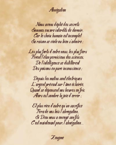 Le poème en image: Abnégation