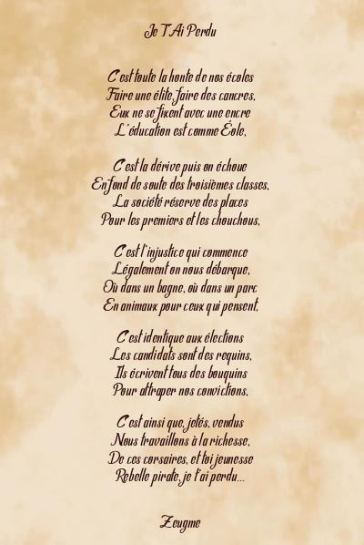 Le poème en image: Je T’ai Perdu