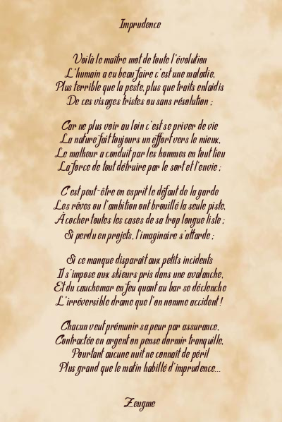 Le poème en image: Imprudence