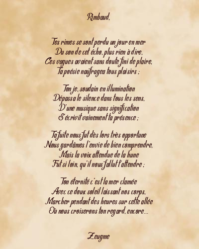 Le poème en image: Rimbaud,