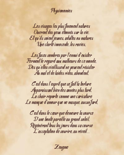 Le poème en image: Physionomies