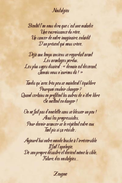 Le poème en image: Nostalgies