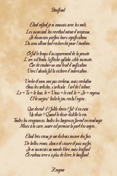 Le poème en image: Bonifiant