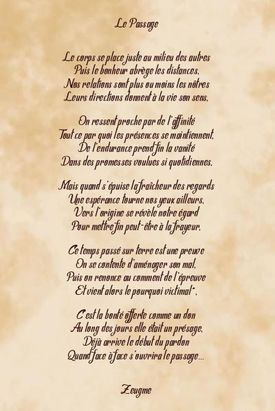 Le poème en image: Le Passage