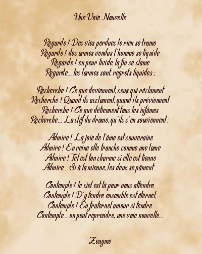 Le poème en image: Une Voie Nouvelle