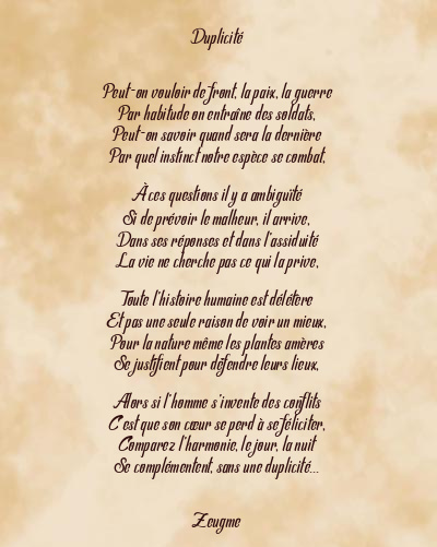 Le poème en image: Duplicité