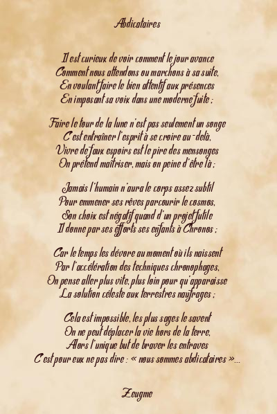 Le poème en image: Abdicataires