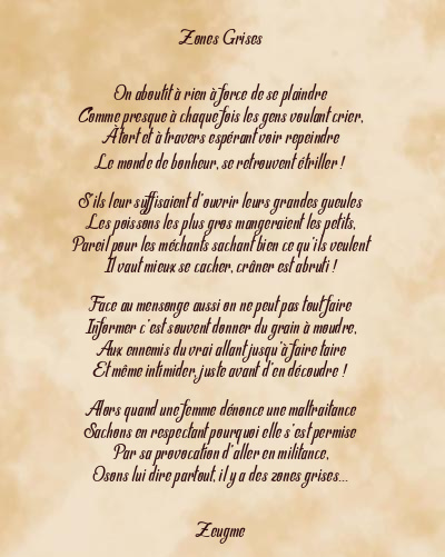 Le poème en image: Zones Grises