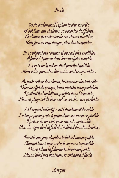 Le poème en image: Facile