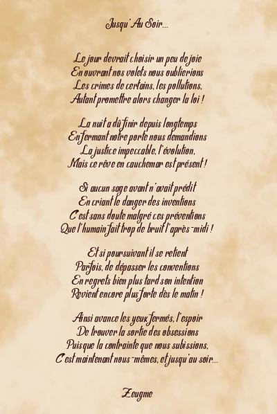Le poème en image: Jusqu’au Soir…