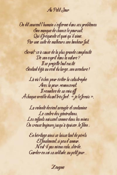 Le poème en image: Au Petit Jour