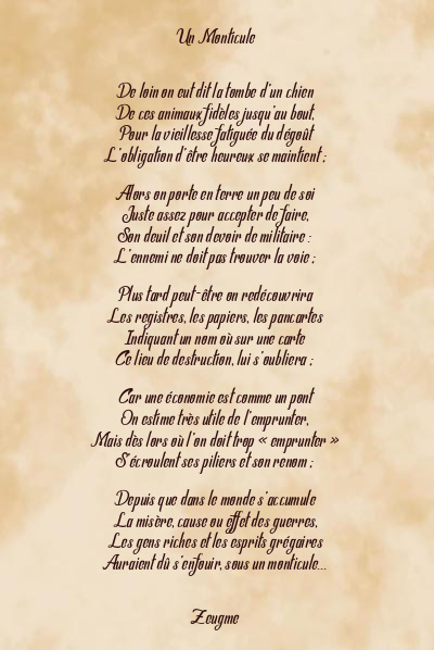 Le poème en image: Un Monticule