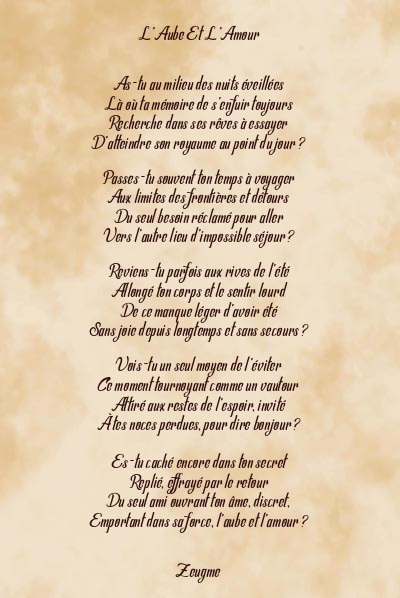 Le poème en image: L’aube Et L’amour