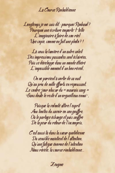 Le poème en image: La Course Rimbaldienne