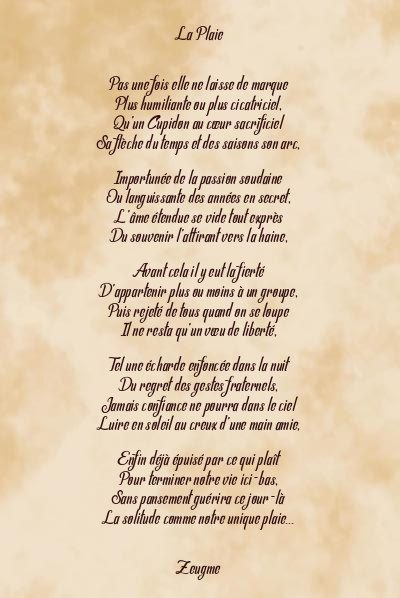 Le poème en image: La Plaie