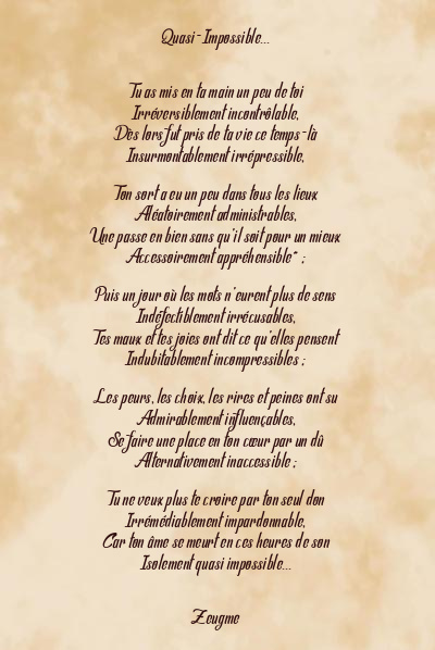 Le poème en image: Quasi-Impossible…