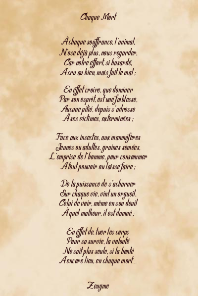 Le poème en image: Chaque Mort